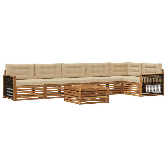 Set de canapele de exterior cu pernă 7 pcs Natural și Bej WALTI