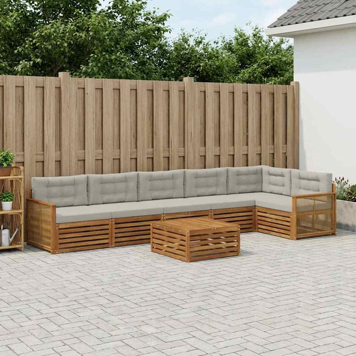 Set de canapele de exterior 7 pcs Natural și gri deschis WALTI