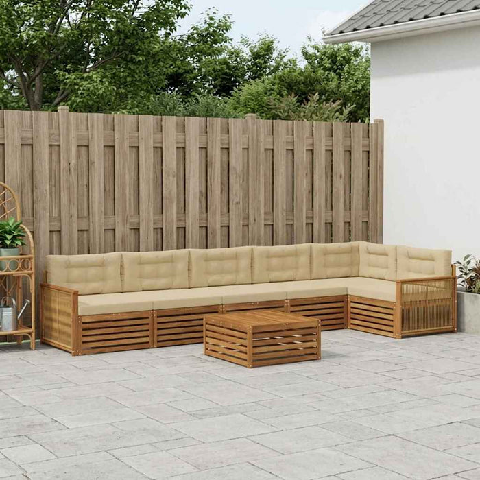 Set de canapele de exterior cu pernă 7 pcs Natural și Bej WALTI