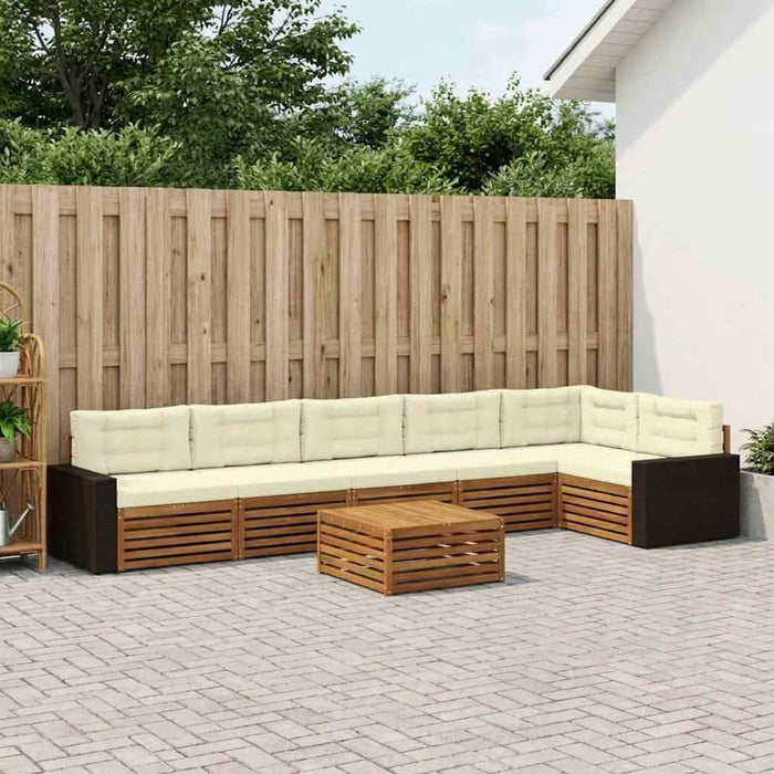 Set de canapele de exterior 7 pcs Natural și Crem WALTI