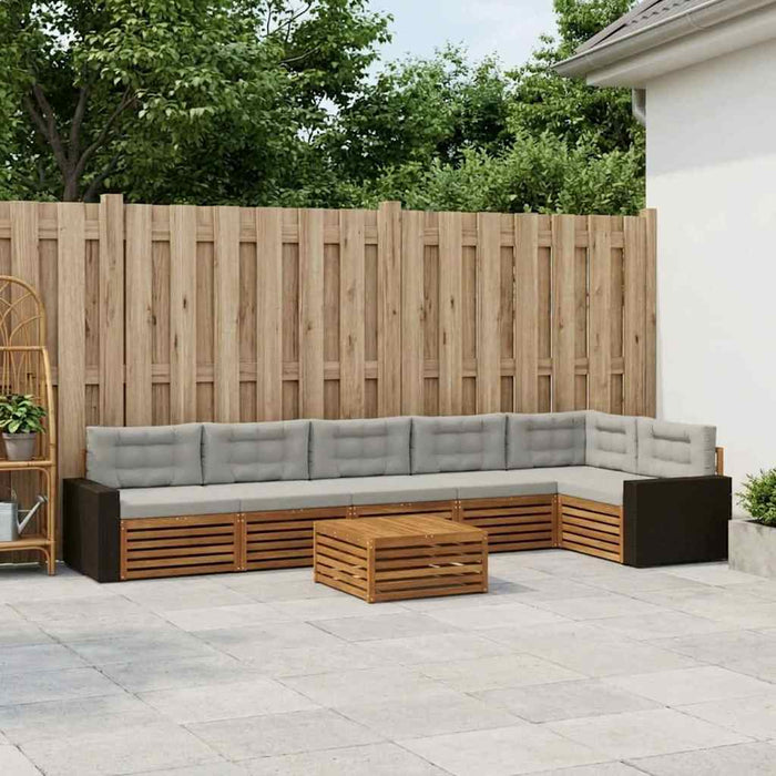 Set de canapele de exterior 7 pcs Natural și gri deschis WALTI