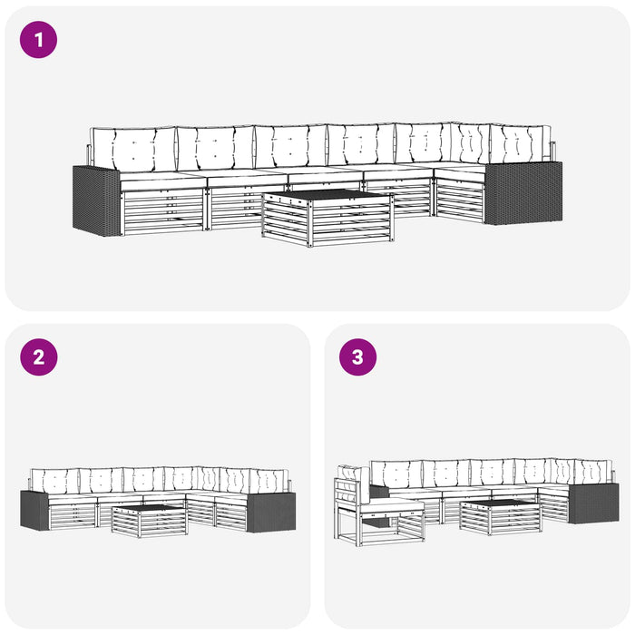Set de canapele de exterior 7 pcs Natural și gri deschis WALTI