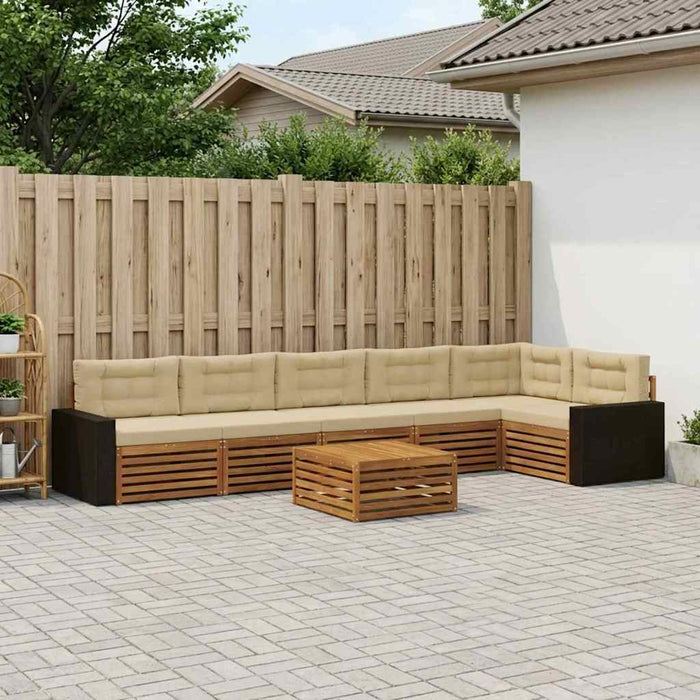 Set de canapele de exterior 7 pcs Natural și Bej WALTI