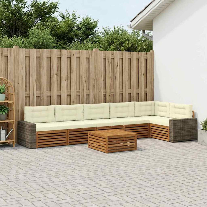 Set de canapele de exterior 7 pcs Natural și Crem WALTI