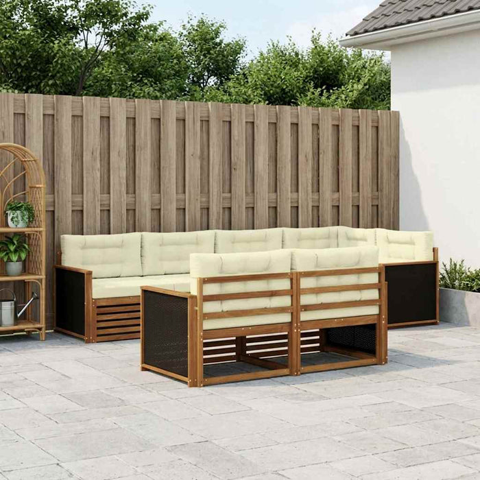 Set de canapele de exterior cu pernă 7 pcs Natural și Crem WALTI