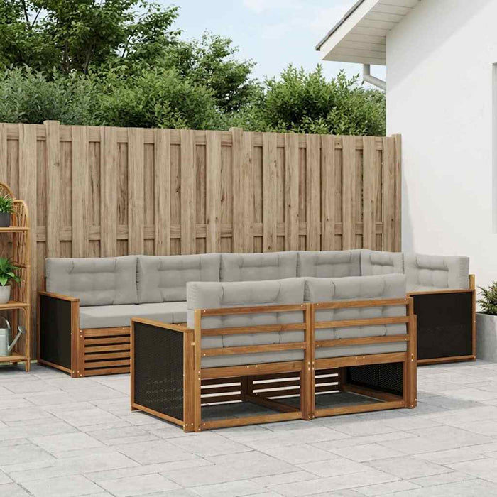 Set de canapele de exterior 7 pcs Natural și gri deschis WALTI