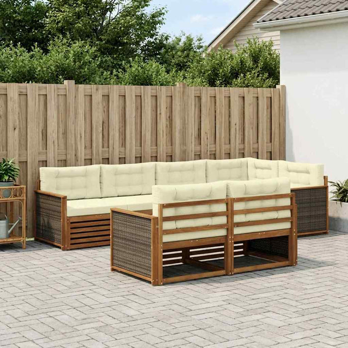 Set de canapele de exterior 7 pcs Natural și Crem WALTI