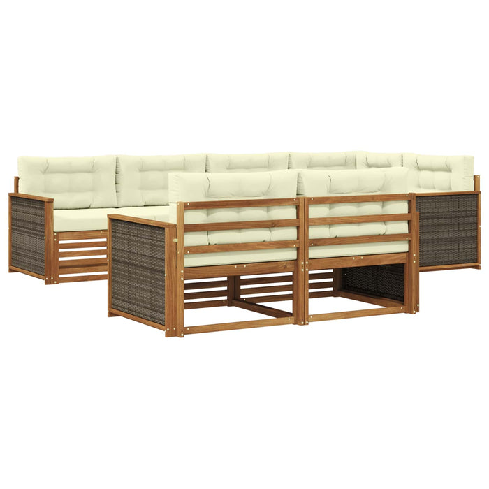 Set de canapele de exterior 7 pcs Natural și Crem WALTI