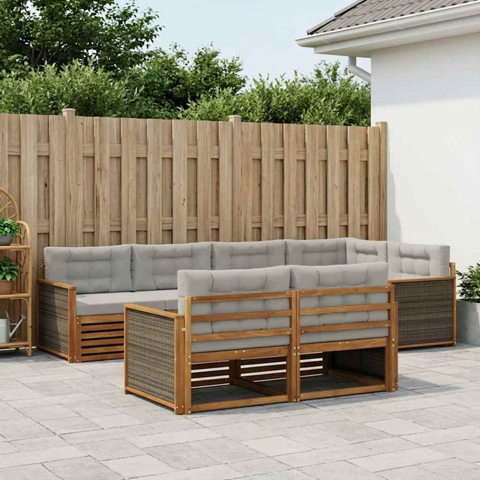 Set de canapele de exterior 7 pcs Natural și gri deschis WALTI