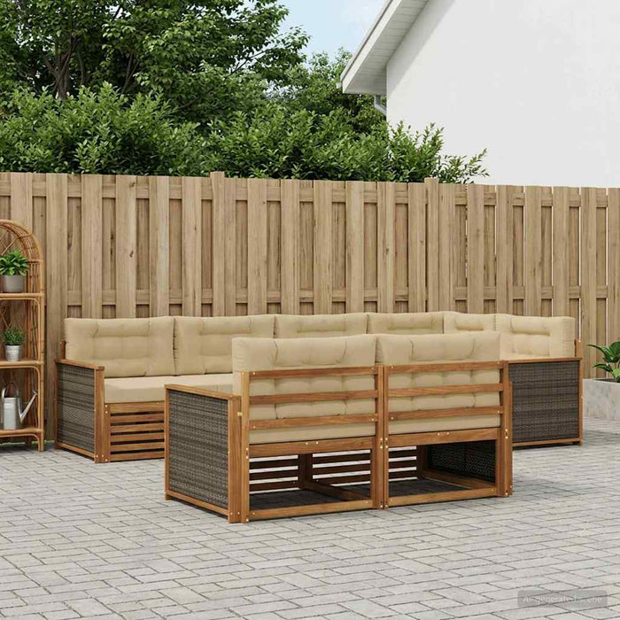 Set de canapele de exterior cu pernă 7 pcs Natural și Bej WALTI