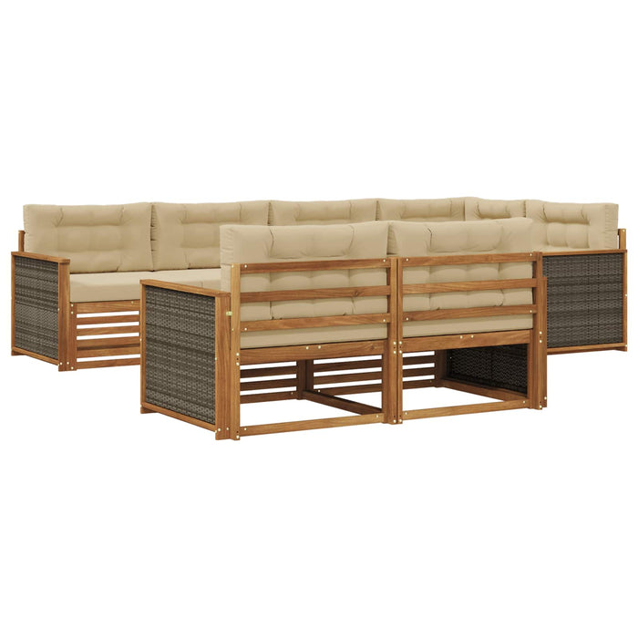 Set de canapele de exterior cu pernă 7 pcs Natural și Bej WALTI