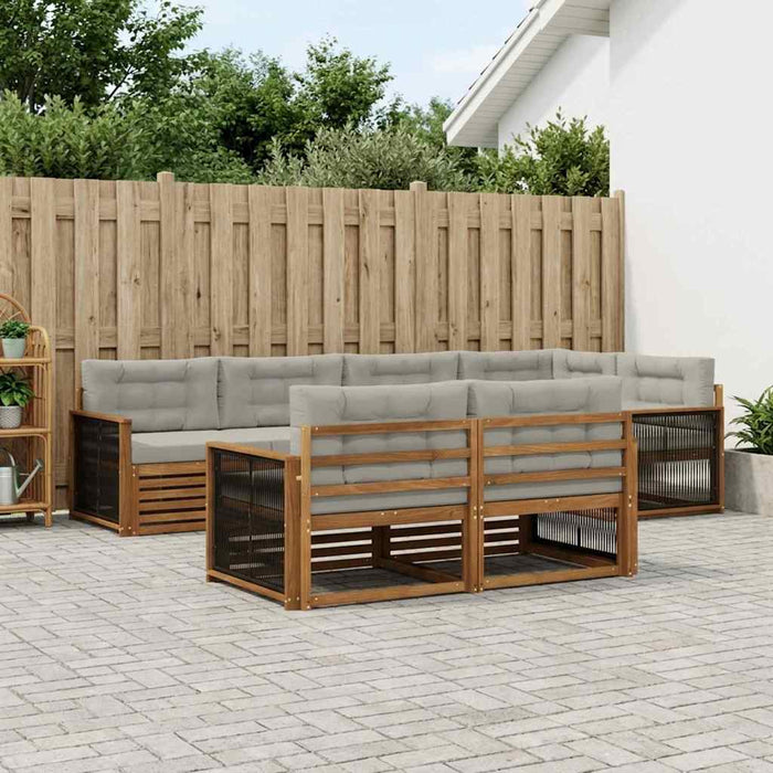 Set de canapele de exterior 7 pcs Natural și gri deschis WALTI