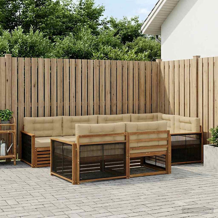 Set de canapele de exterior cu pernă 7 pcs Natural și Bej WALTI