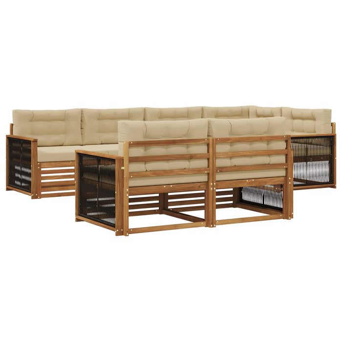 Set de canapele de exterior cu pernă 7 pcs Natural și Bej WALTI