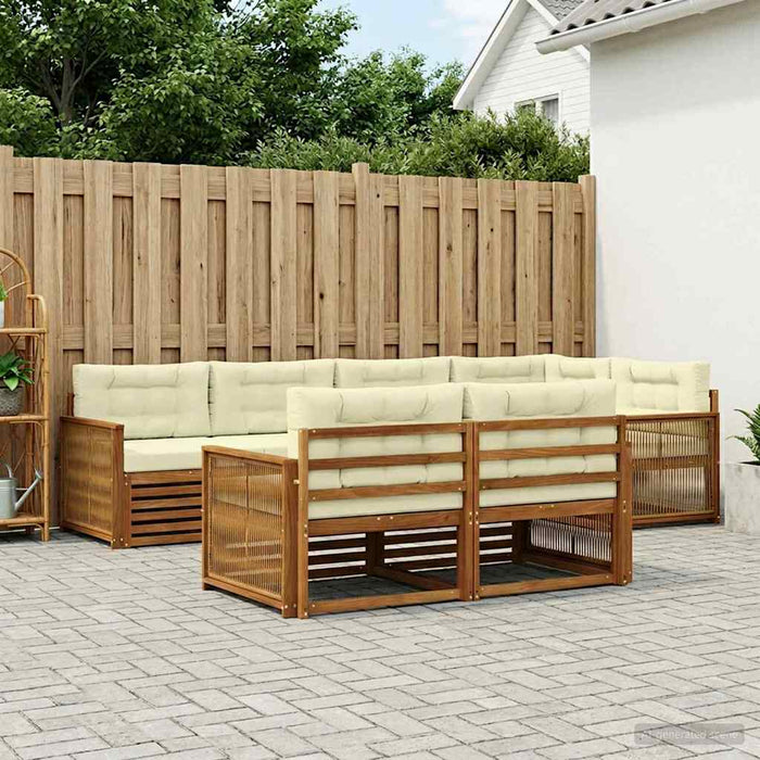 Set de canapele de exterior cu pernă 7 pcs Natural și Crem WALTI
