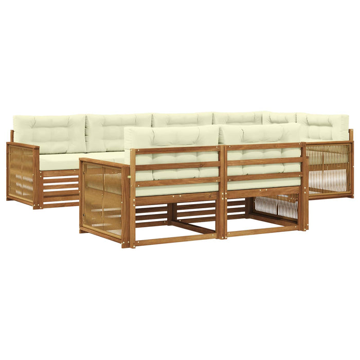 Set de canapele de exterior cu pernă 7 pcs Natural și Crem WALTI