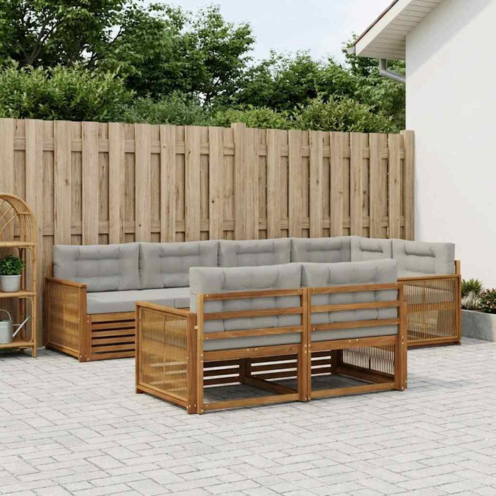 Set de canapele de exterior 7 pcs Natural și gri deschis WALTI