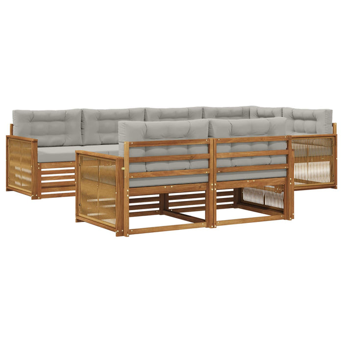 Set de canapele de exterior 7 pcs Natural și gri deschis WALTI