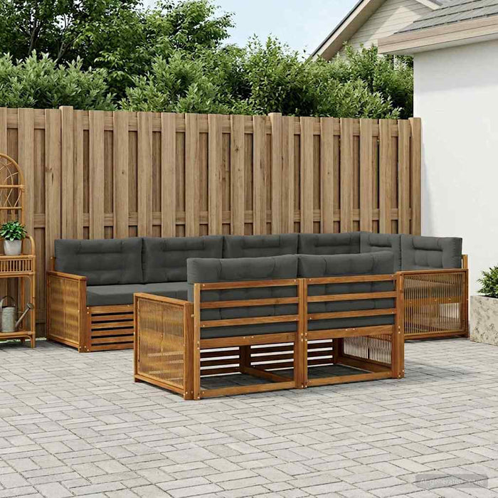 Set de canapele de exterior cu pernă 7 pcs Natural și Antracit WALTI