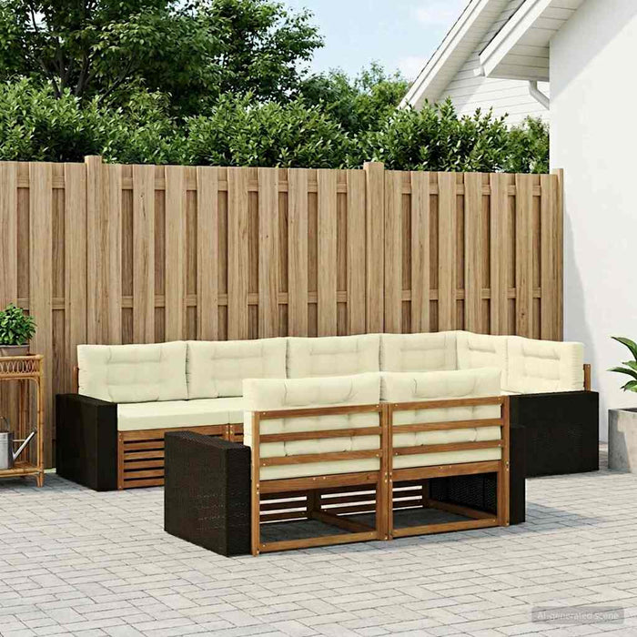 Set de canapele de exterior cu pernă 7 pcs Natural și Crem WALTI