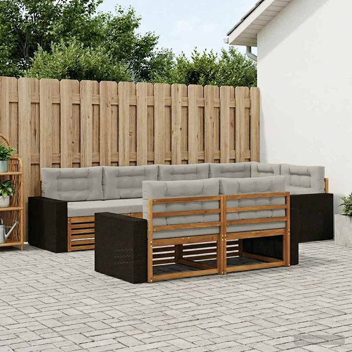 Set de canapele de exterior 7 pcs Natural și gri deschis WALTI