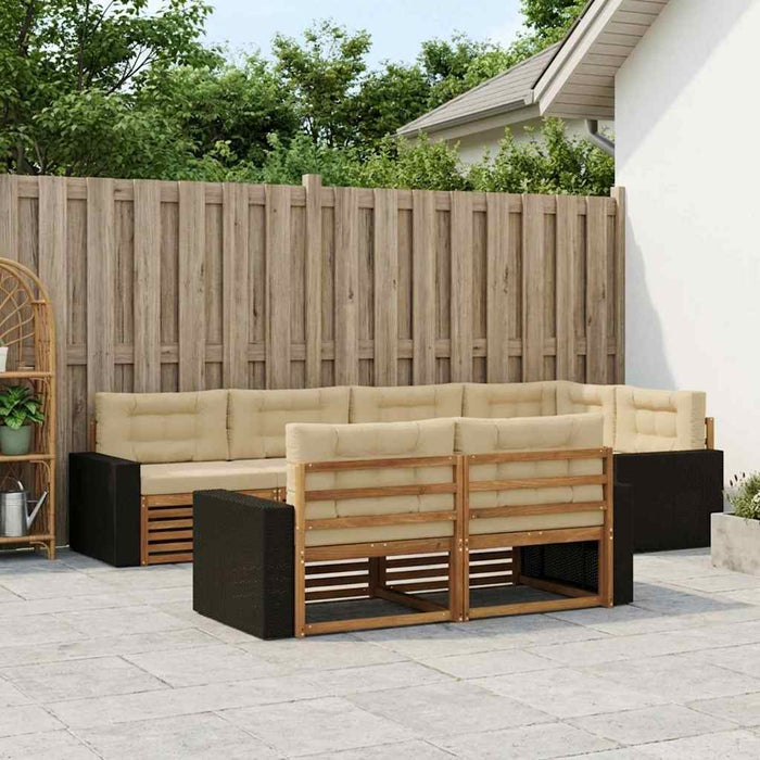 Set de canapele de exterior cu pernă 7 pcs Natural și Bej WALTI