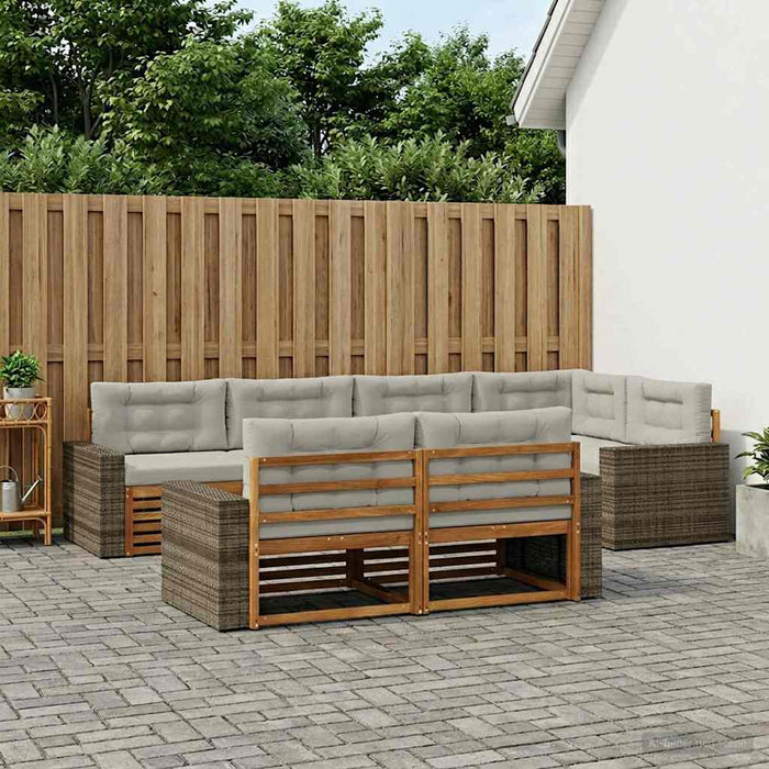 Set de canapele de exterior 7 pcs Natural și gri deschis WALTI