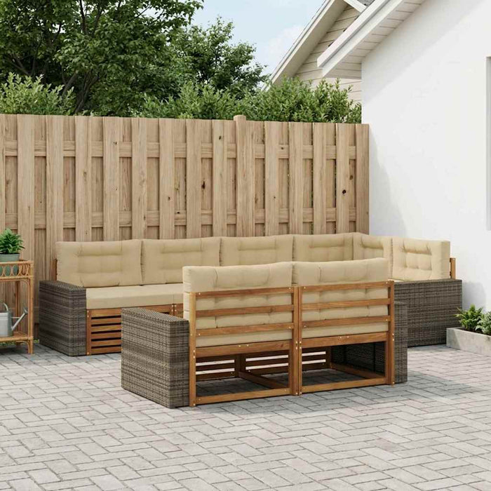 Set de canapele de exterior cu pernă 7 pcs Natural și Bej WALTI