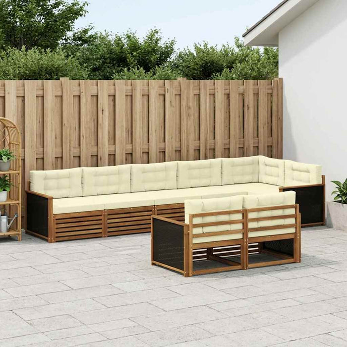 Set de canapele de exterior cu pernă 8 pcs Natural și Crem WALTI