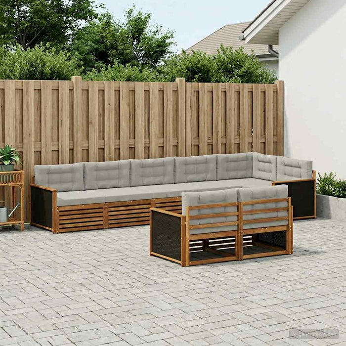 Set de canapele de exterior 8 pcs Natural și gri deschis WALTI