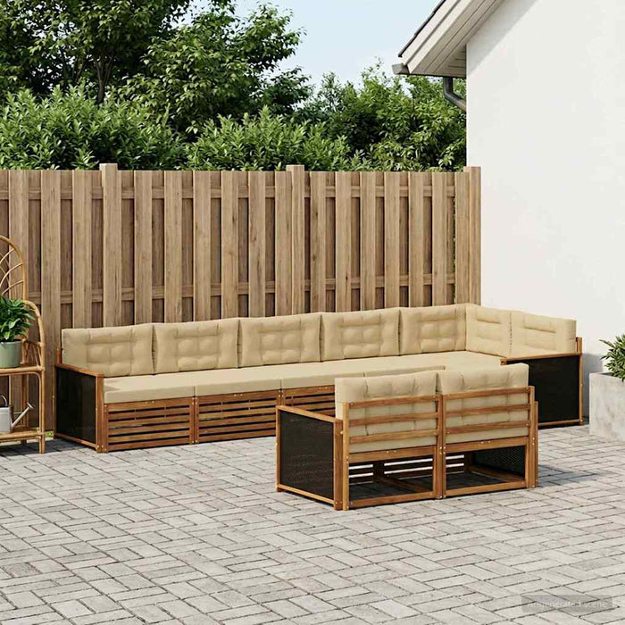Set de canapele de exterior cu pernă 8 pcs Natural și Bej WALTI