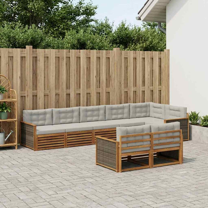 Set de canapele de exterior 8 pcs Natural și gri deschis WALTI
