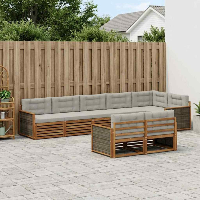 Set de canapele de exterior 8 pcs Natural și gri deschis WALTI