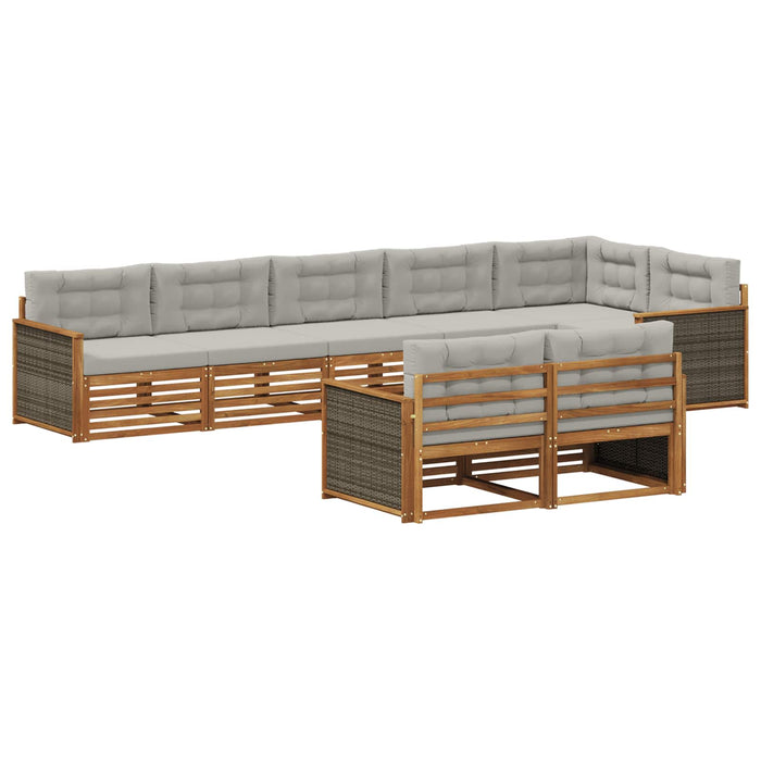 Set de canapele de exterior 8 pcs Natural și gri deschis WALTI