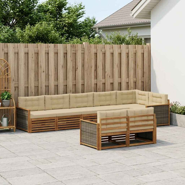 Set de canapele de exterior cu pernă 8 pcs Natural și Bej WALTI