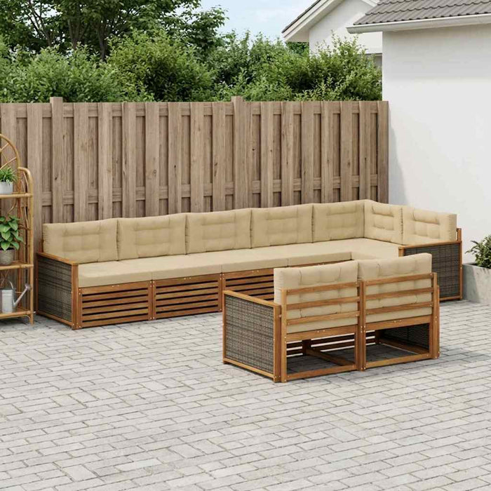 Set de canapele de exterior cu pernă 8 pcs Natural și Bej WALTI