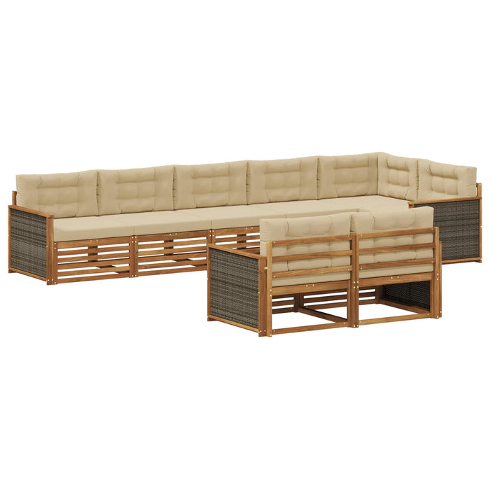 Set de canapele de exterior cu pernă 8 pcs Natural și Bej WALTI