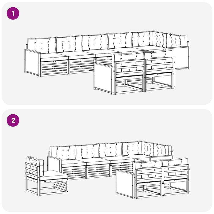 Set de canapele de exterior cu pernă 8 pcs Natural și Bej WALTI