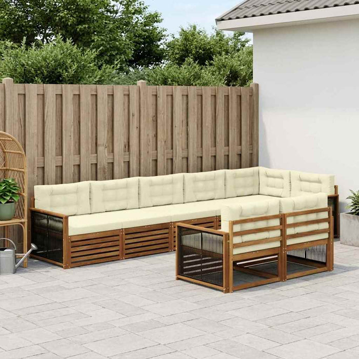 Set de canapele de exterior cu pernă 8 pcs Natural și Crem WALTI