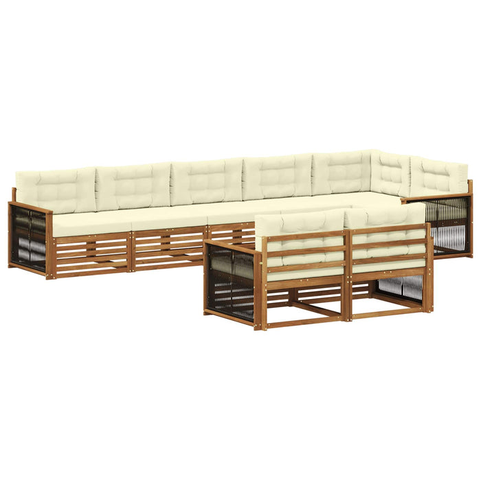 Set de canapele de exterior cu pernă 8 pcs Natural și Crem WALTI