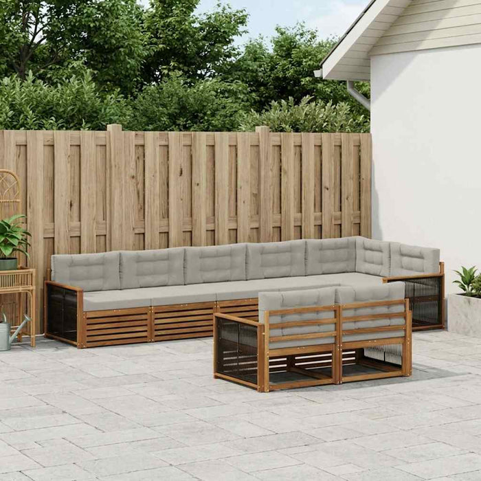 Set de canapele de exterior 8 pcs Natural și gri deschis WALTI