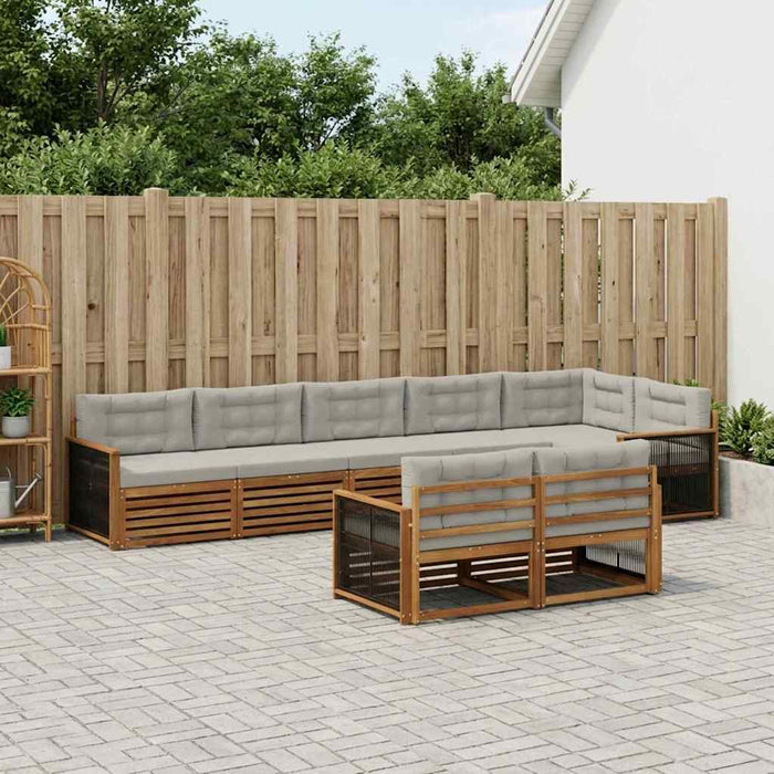 Set de canapele de exterior 8 pcs Natural și gri deschis WALTI