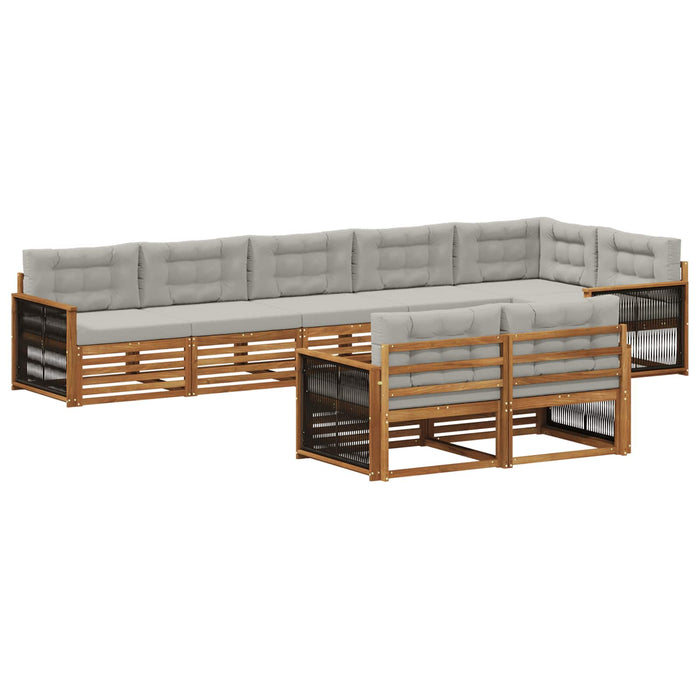 Set de canapele de exterior 8 pcs Natural și gri deschis WALTI