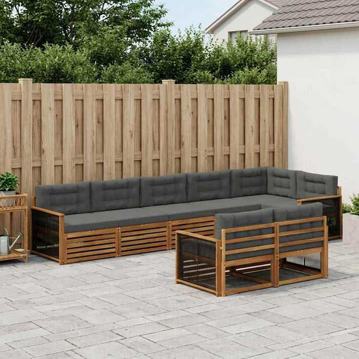Set de canapele de exterior cu pernă 8 pcs Natural și Antracit WALTI