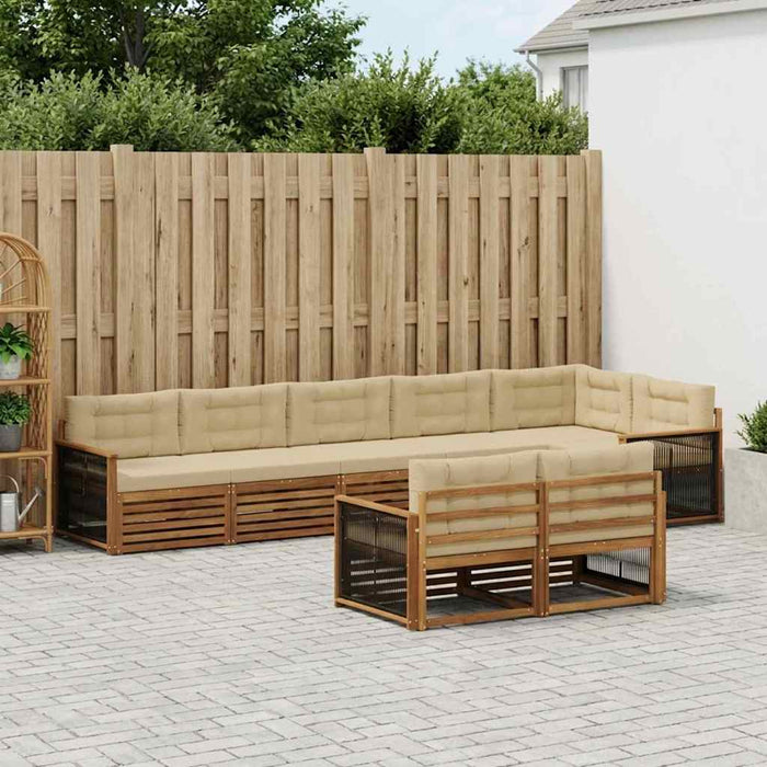 Set de canapele de exterior cu pernă 8 pcs Natural și Bej WALTI