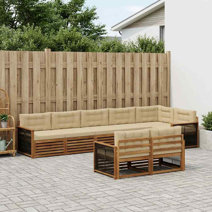 Set de canapele de exterior cu pernă 8 pcs Natural și Bej WALTI