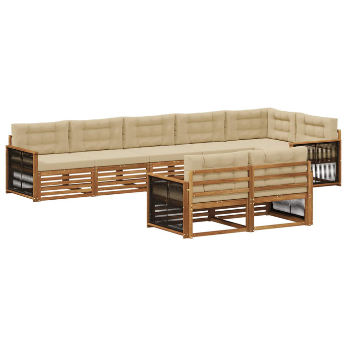 Set de canapele de exterior cu pernă 8 pcs Natural și Bej WALTI
