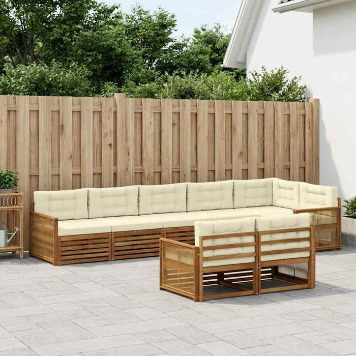 Set de canapele de exterior cu pernă 8 pcs Natural și Crem WALTI