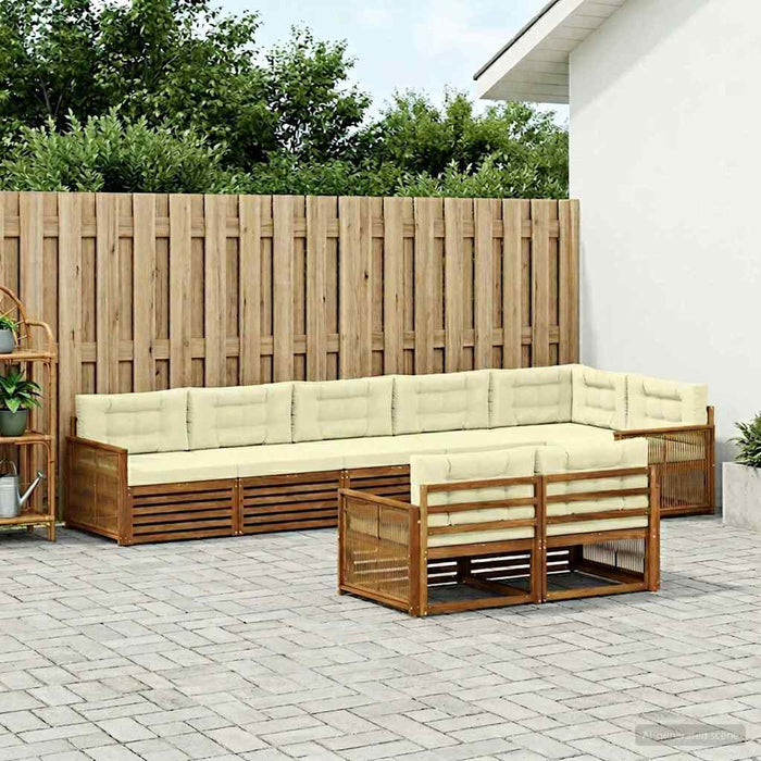 Set de canapele de exterior cu pernă 8 pcs Natural și Crem WALTI