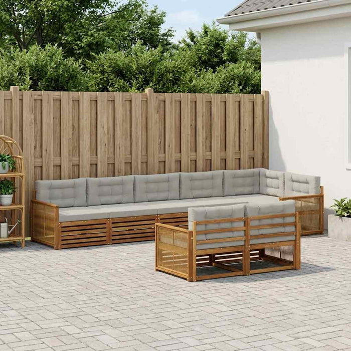 Set de canapele de exterior 8 pcs Natural și gri deschis WALTI